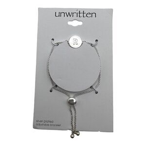 Unwritten Coin Initial "R" Silver Plated Bolo Slider Bracelet New